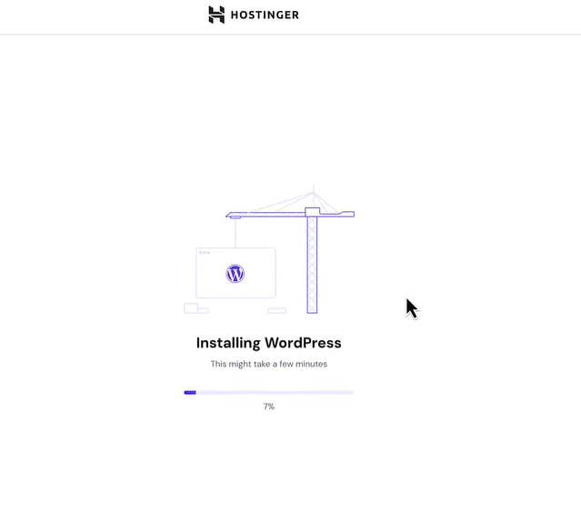 wordpress installation in progress on hostinger